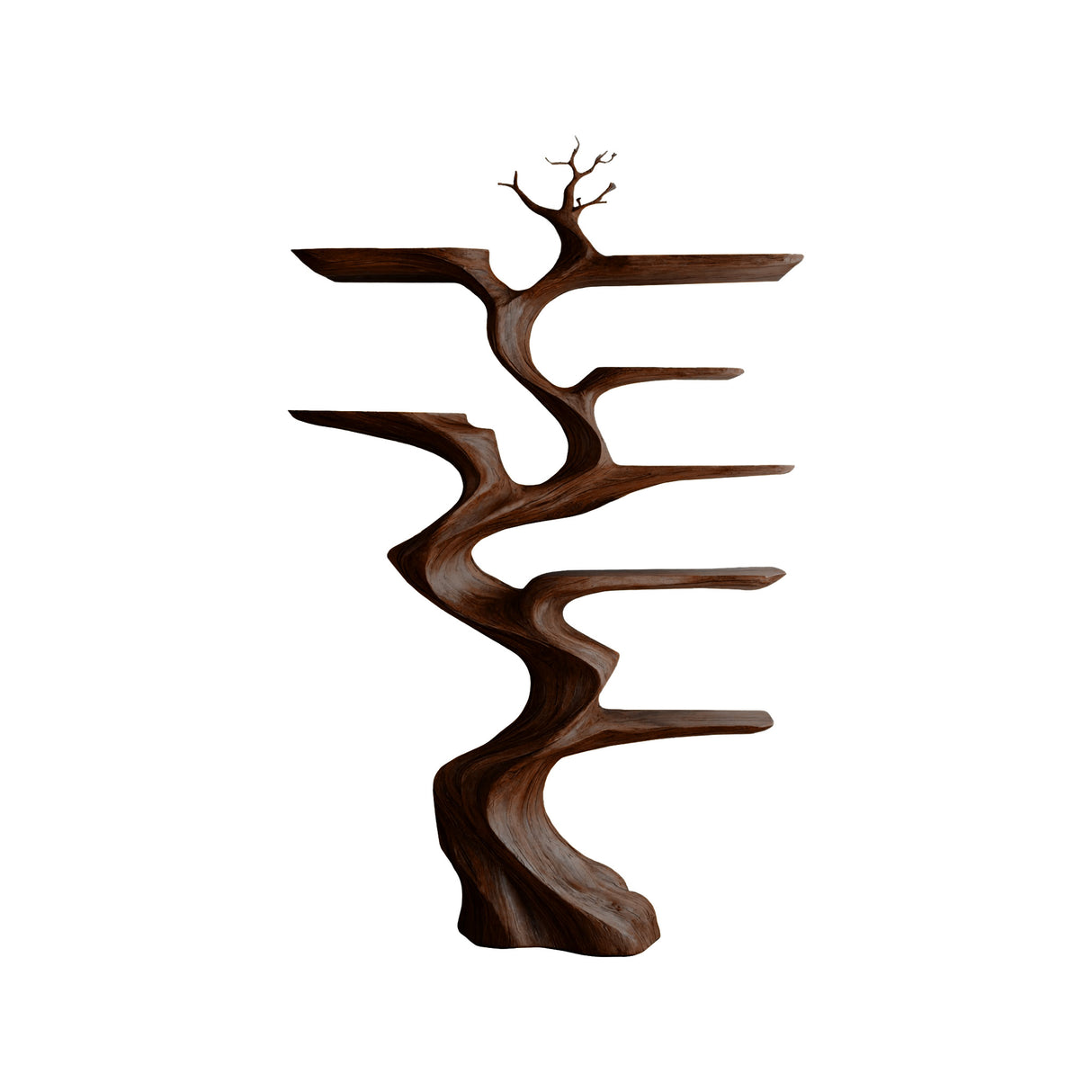 Sylvae Sculpted Solid Wood Tree Bookshelf Dark Walnut - Timberustic Tree Bookshelf
