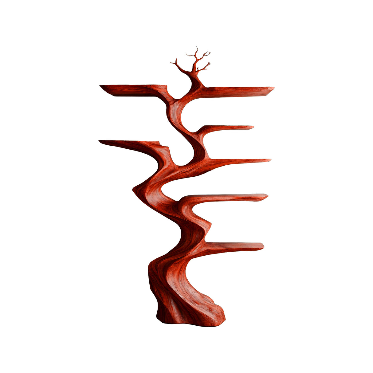 Sylvae Sculpted Solid Wood Tree Bookshelf Mahogany - Timberustic Tree Bookshelf
