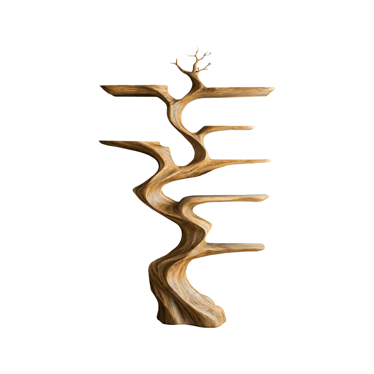 Sylvae Sculpted Solid Wood Tree Bookshelf Natural Oak - Timberustic Tree Bookshelf