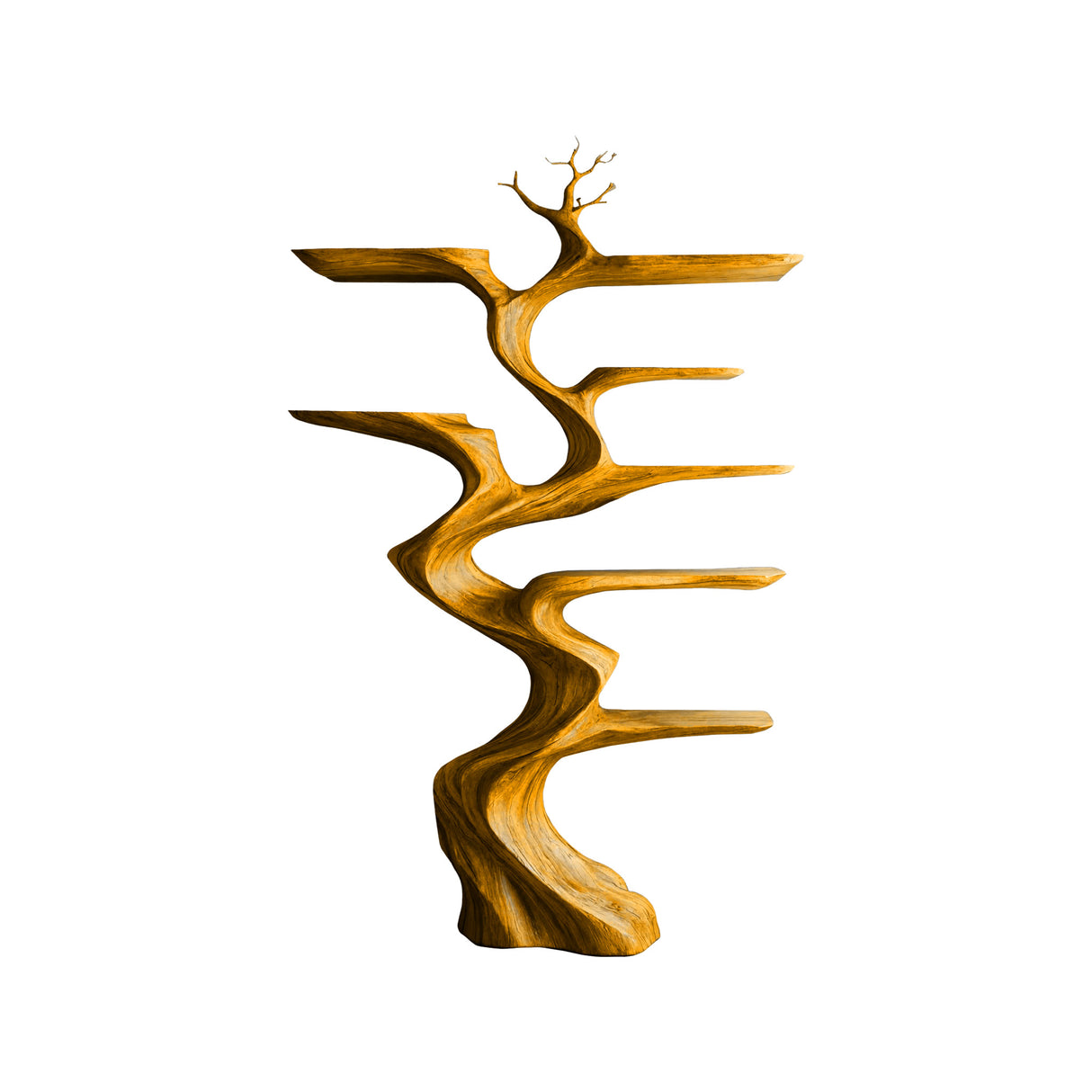 Sylvae Sculpted Solid Wood Tree Bookshelf Teak - Timberustic Tree Bookshelf