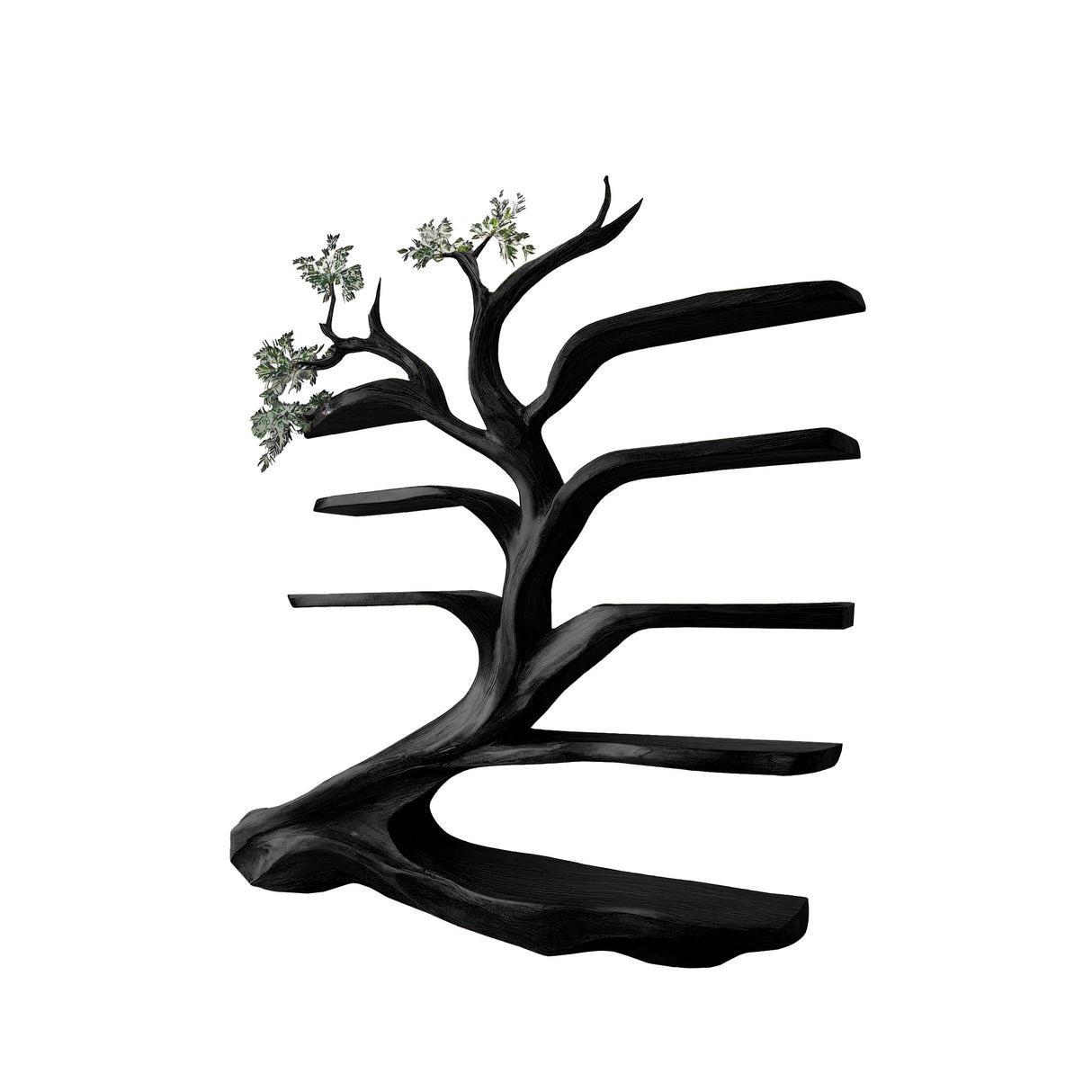Sylvara Flow Handcrafted Live Edge Tree Bookshelf Black - Timberustic Tree Bookshelf
