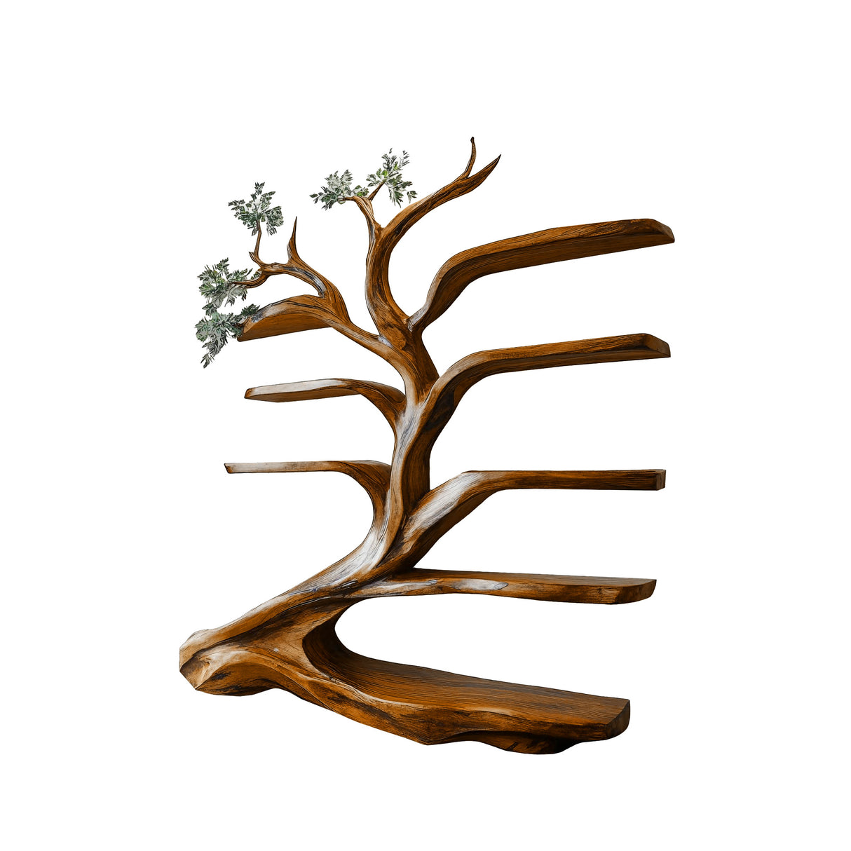 Sylvara Flow Handcrafted Live Edge Tree Bookshelf Brown - Timberustic Tree Bookshelf