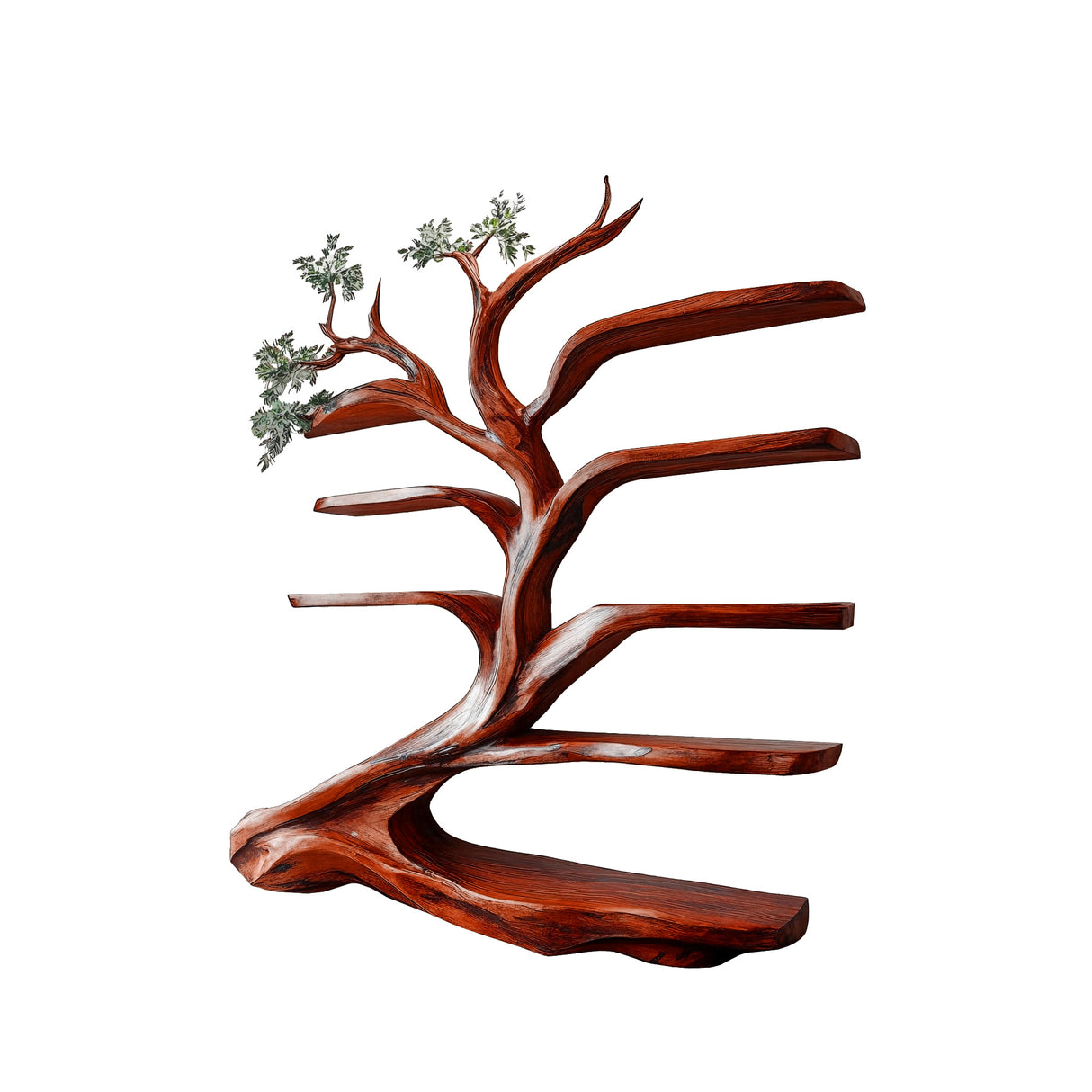 Sylvara Flow Handcrafted Live Edge Tree Bookshelf Mahogany - Timberustic Tree Bookshelf
