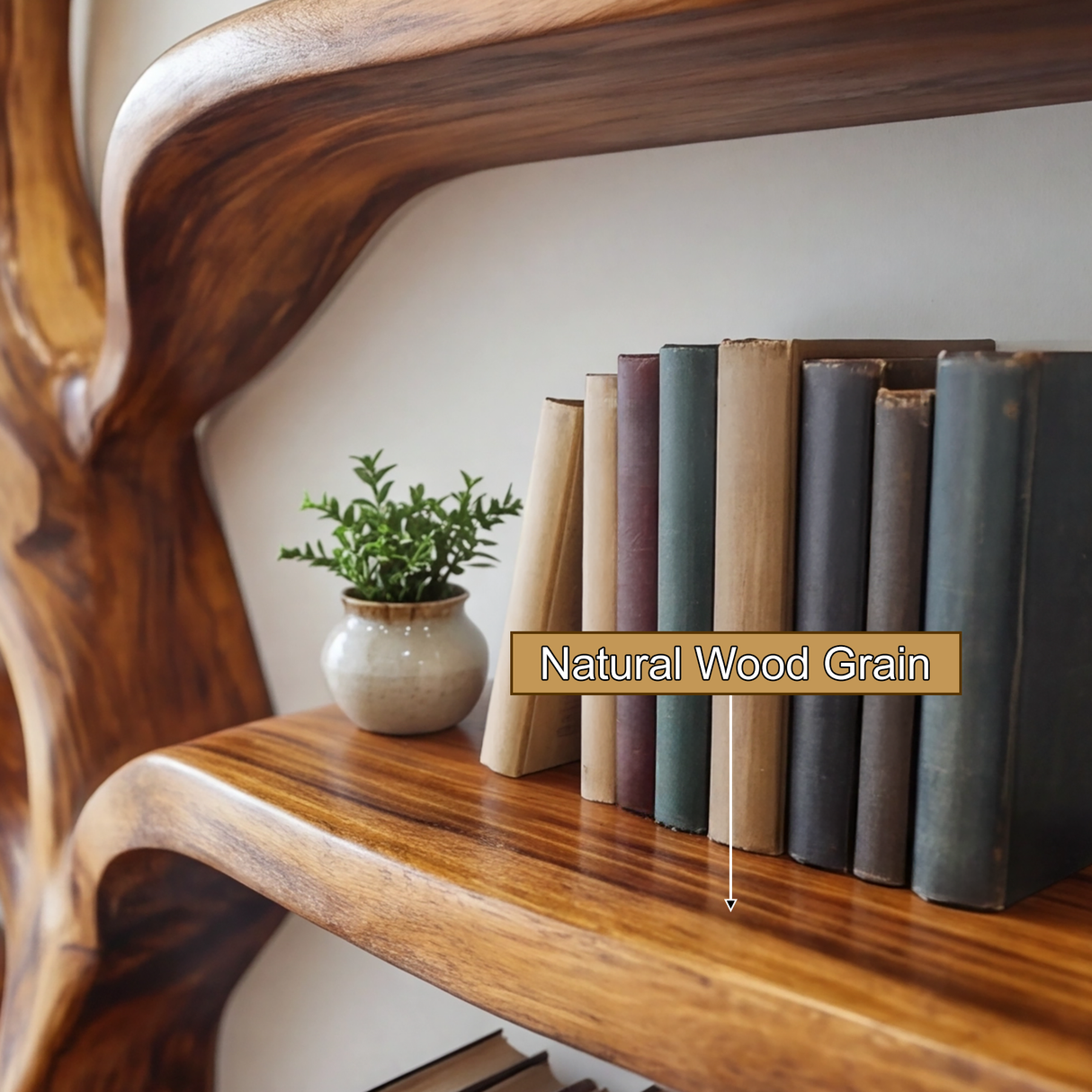 Sylvara Flow Handcrafted Live Edge Tree Bookshelf - Timberustic Tree Bookshelf