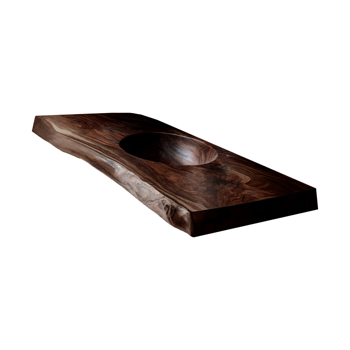Sylvara Live Edge Solid Wood Floating Bathroom Vanity with Integrated Sink Dark Walnut - Timberustic Floating Bathroom Vanity with Integrated Sink