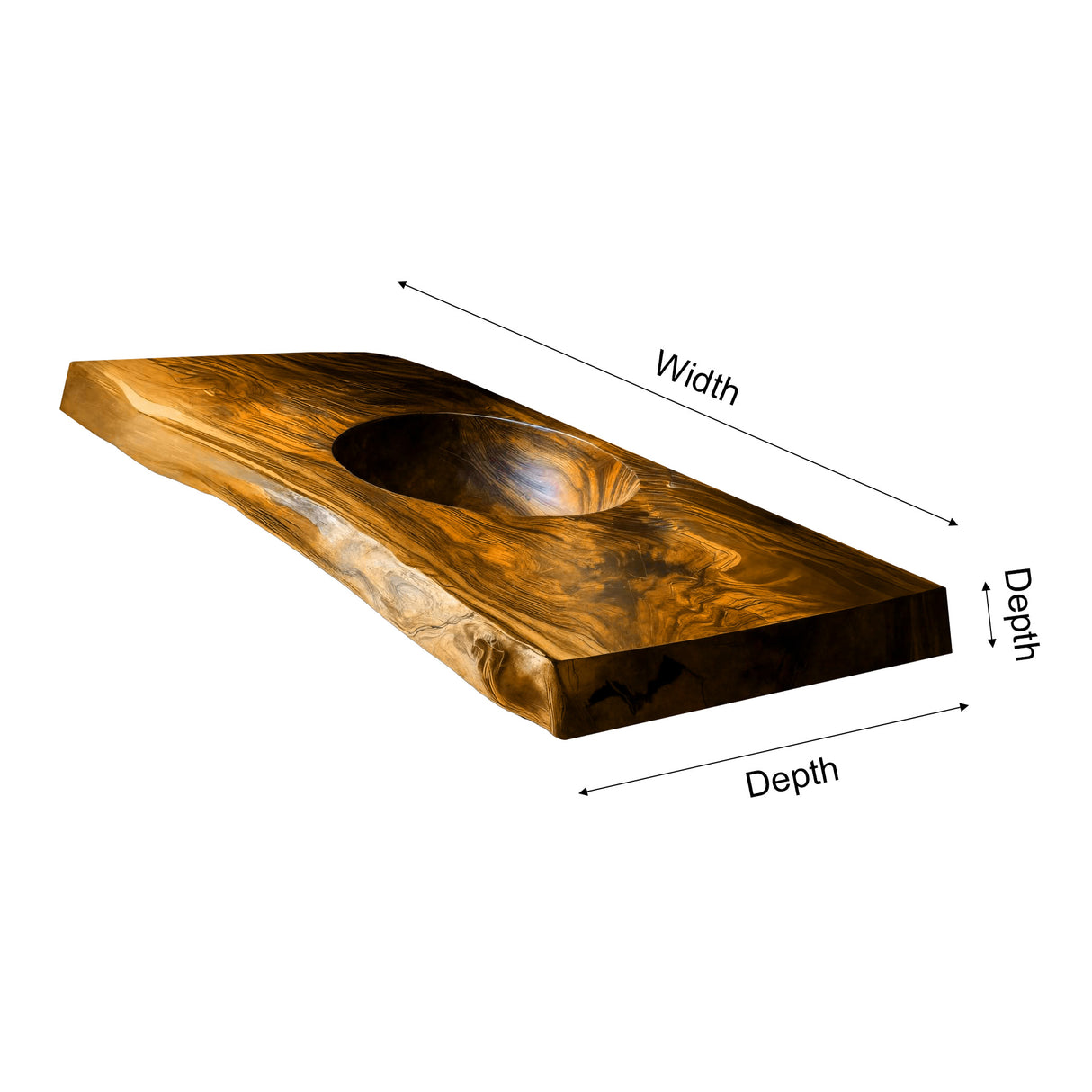 Sylvara Live Edge Solid Wood Floating Bathroom Vanity with Integrated Sink - Timberustic Floating Bathroom Vanity with Integrated Sink