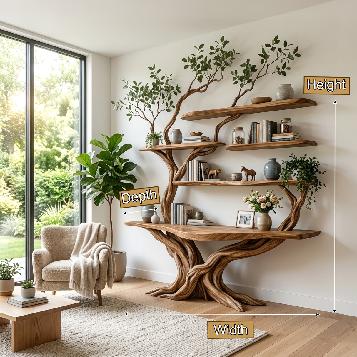 Sylvara Sculpted Solid Wood Console Table with Shelves - Timberustic Console Table with Shelves