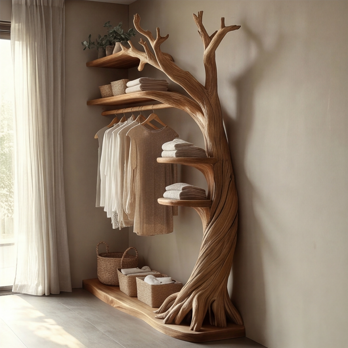 Sylvara Sculpted Solid Wood Entryway Organizer