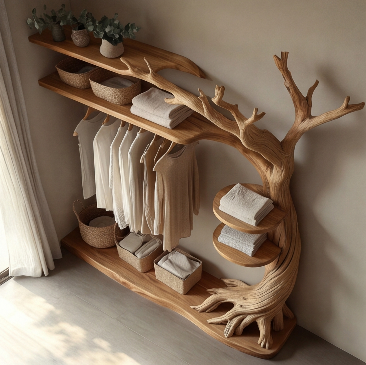 Sylvara Sculpted Solid Wood Entryway Organizer