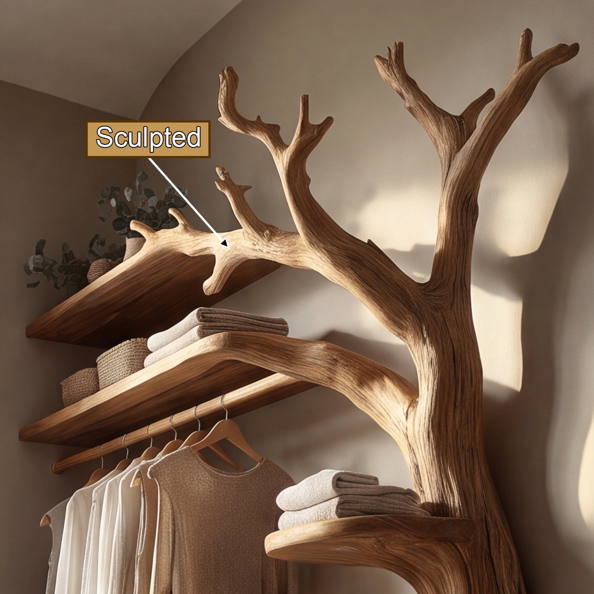 Sylvara Sculpted Solid Wood Entryway Organizer