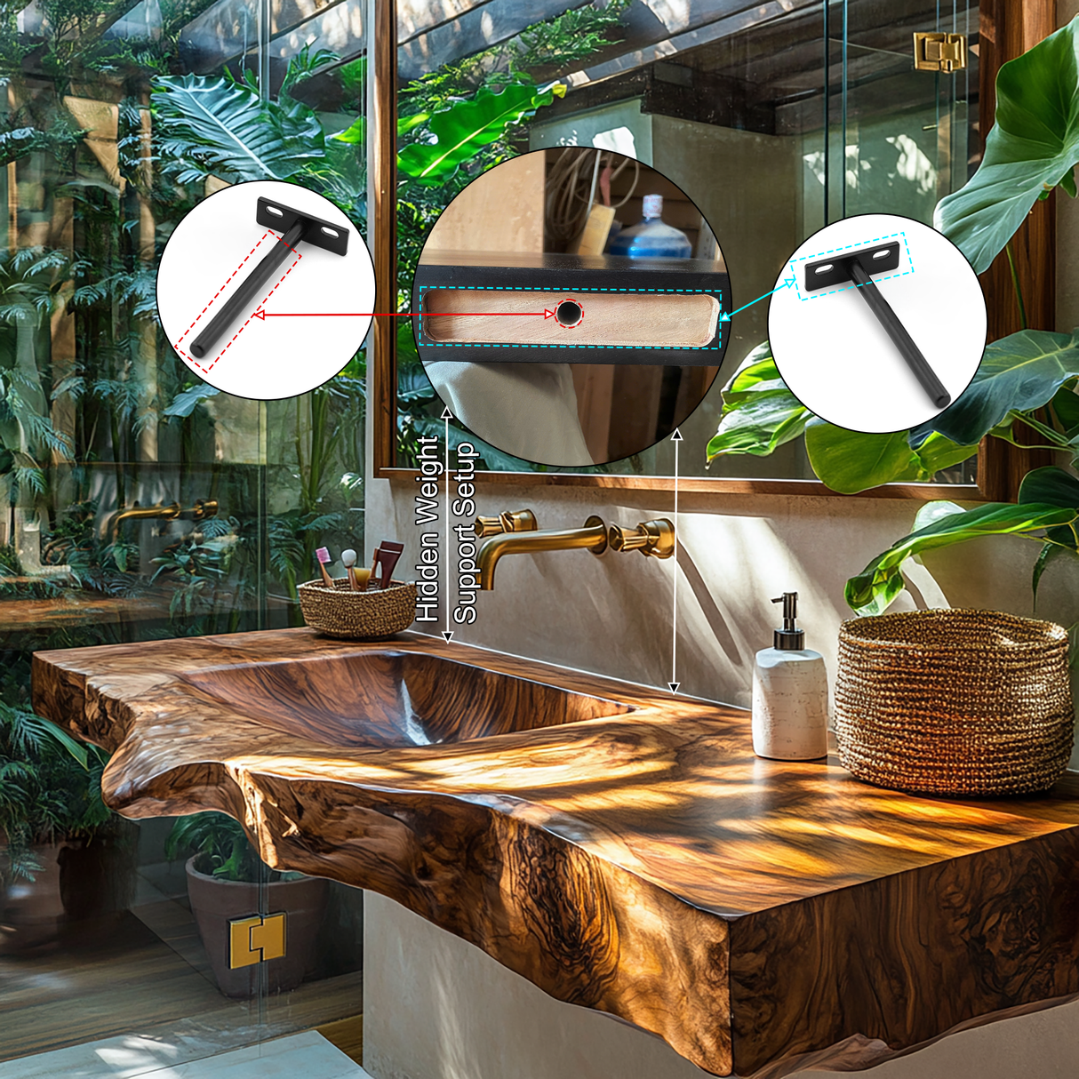 Sylvara Sculpted Solid Wood Floating Bathroom Vanity with Integrated Sink SPA267467 - Timberustic Floating Bathroom Vanity with Integrated Sink