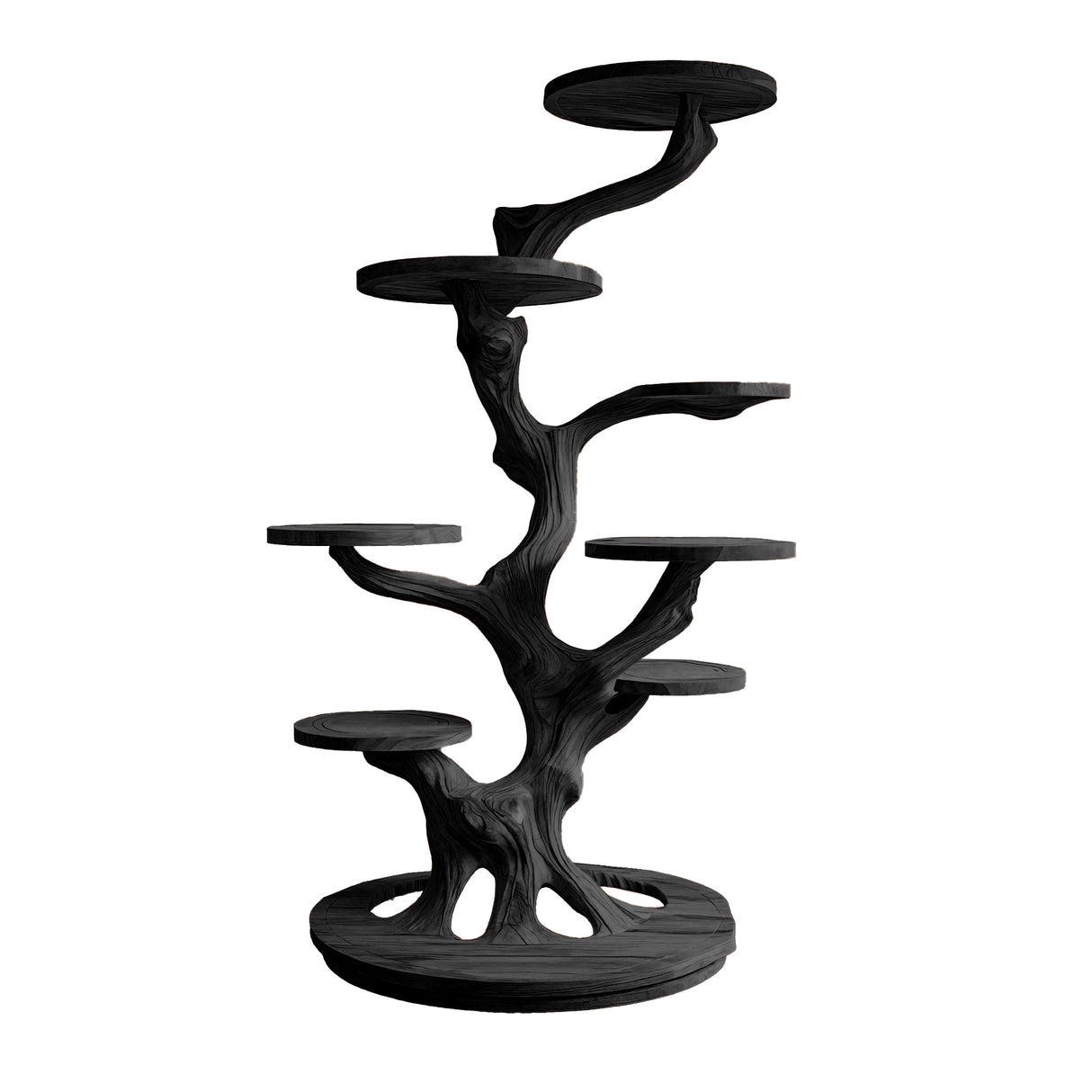 Sylvara Sculpted Solid Wood Tree-Inspired Cat Tree Shelf Black - Timberustic Tree-Inspired Cat Tree Shelf