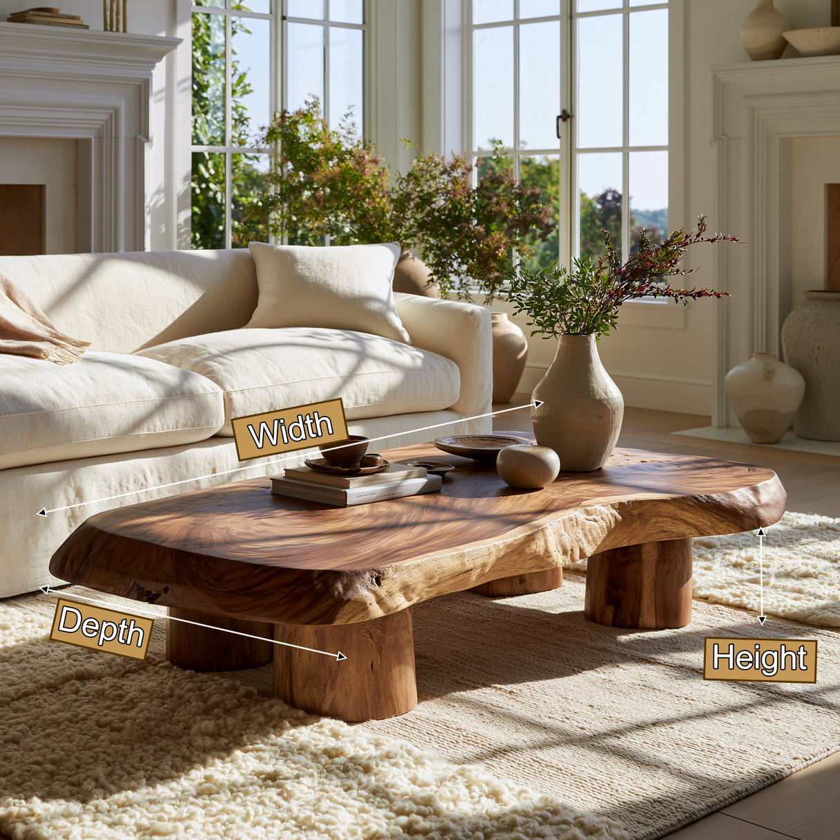 Sylvaren Live Edge Solid Wood Coffee Table - Timberustic Coffee Table