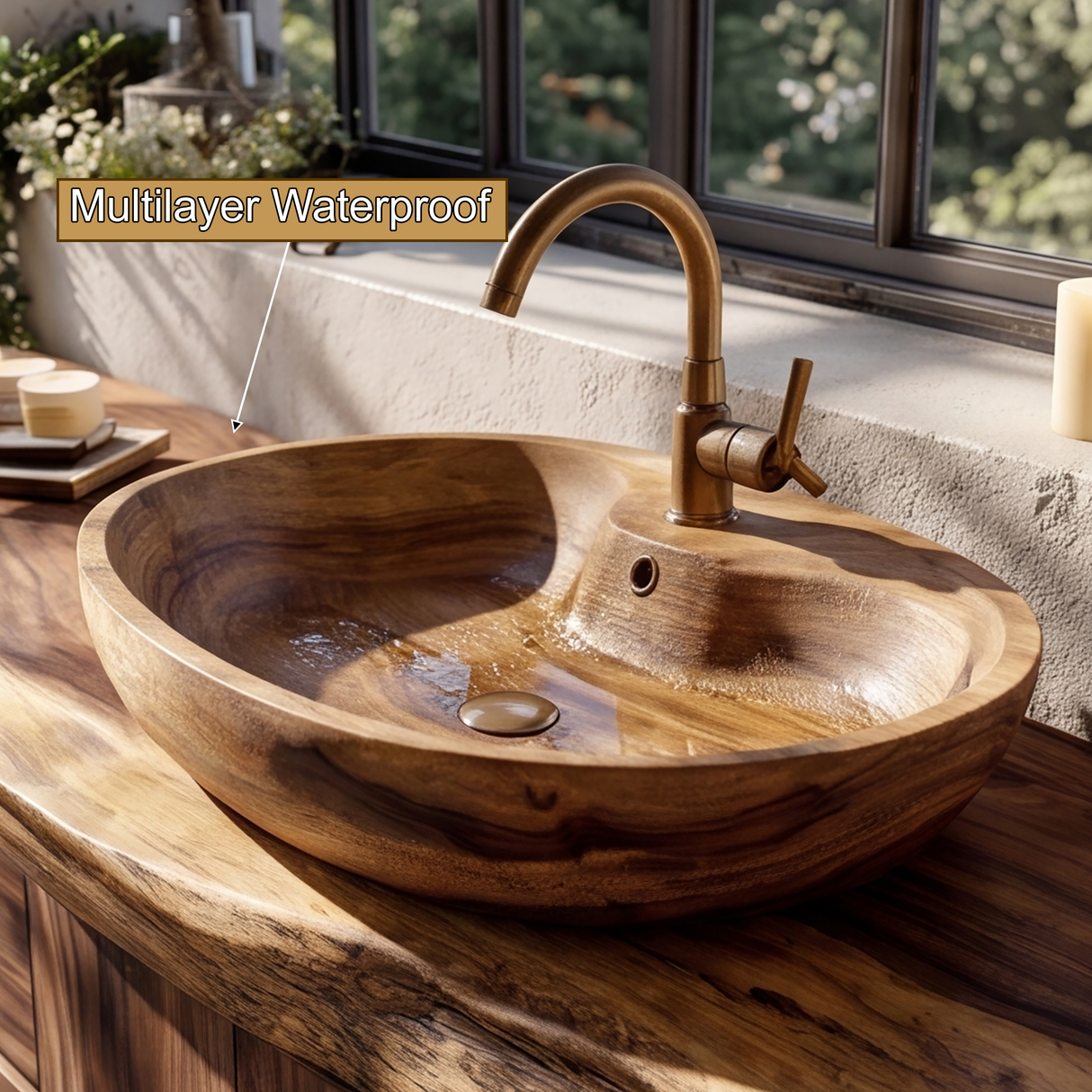 Sylvaren Live Edge Solid Wood Freestanding Bathroom Vanity with Drawers