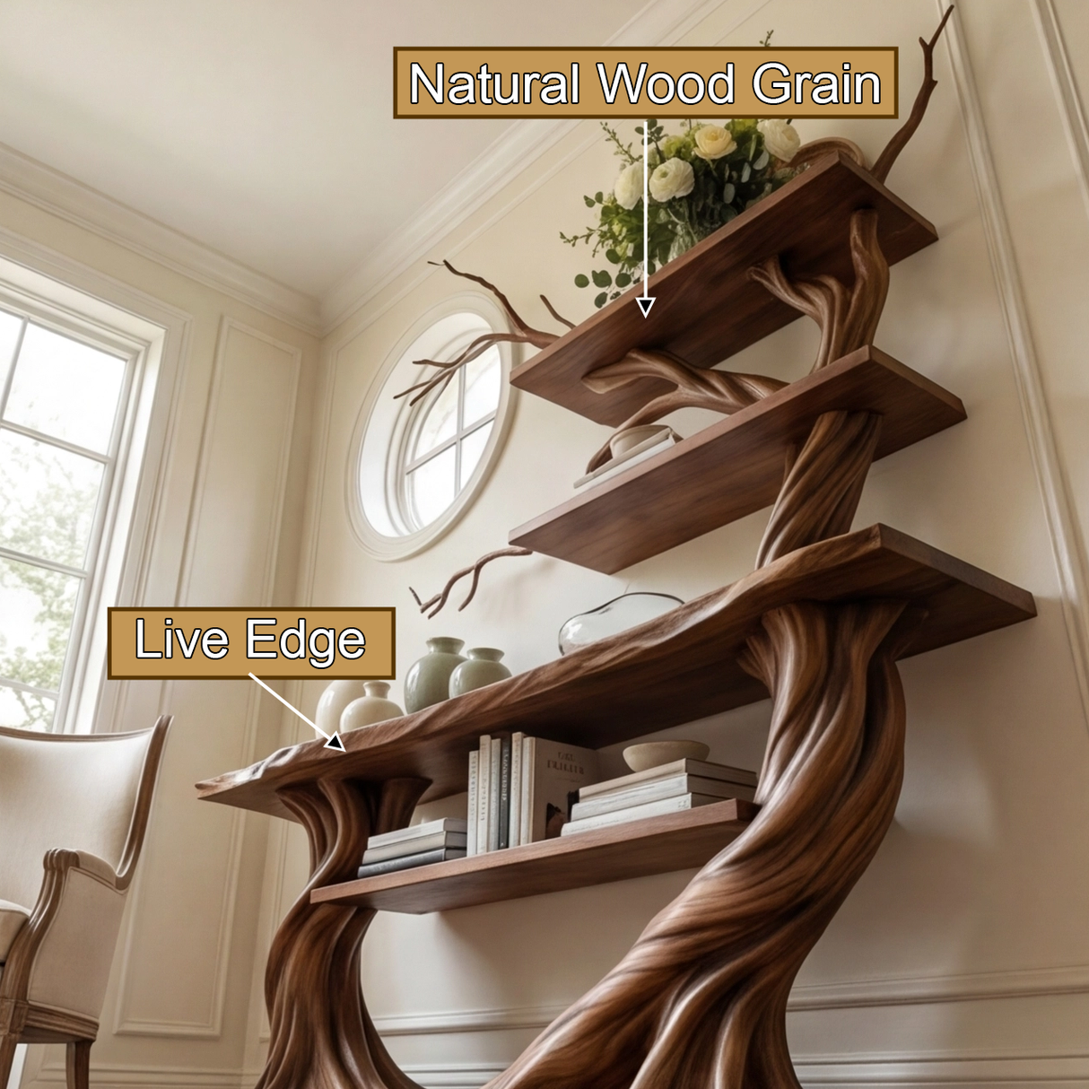 Sylvaren Sculpted Solid Wood Console Table with Shelves - Timberustic Console Table with Shelves