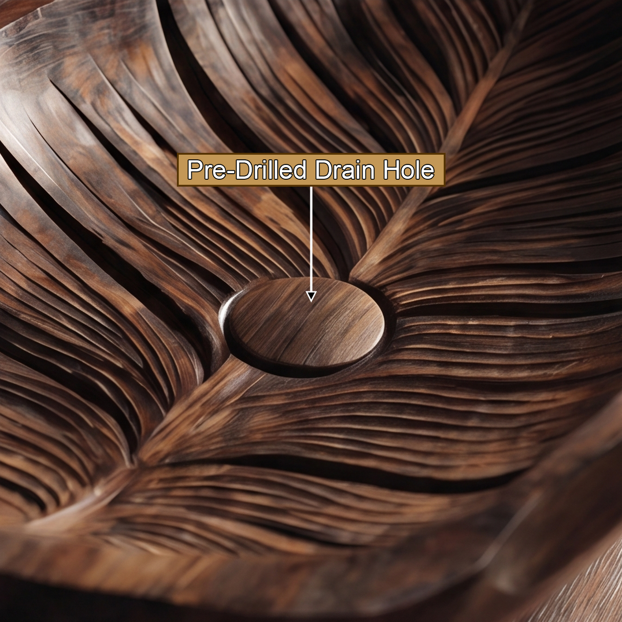 Sylvaria Handcrafted Solid Wood Leaf Vessel Sink