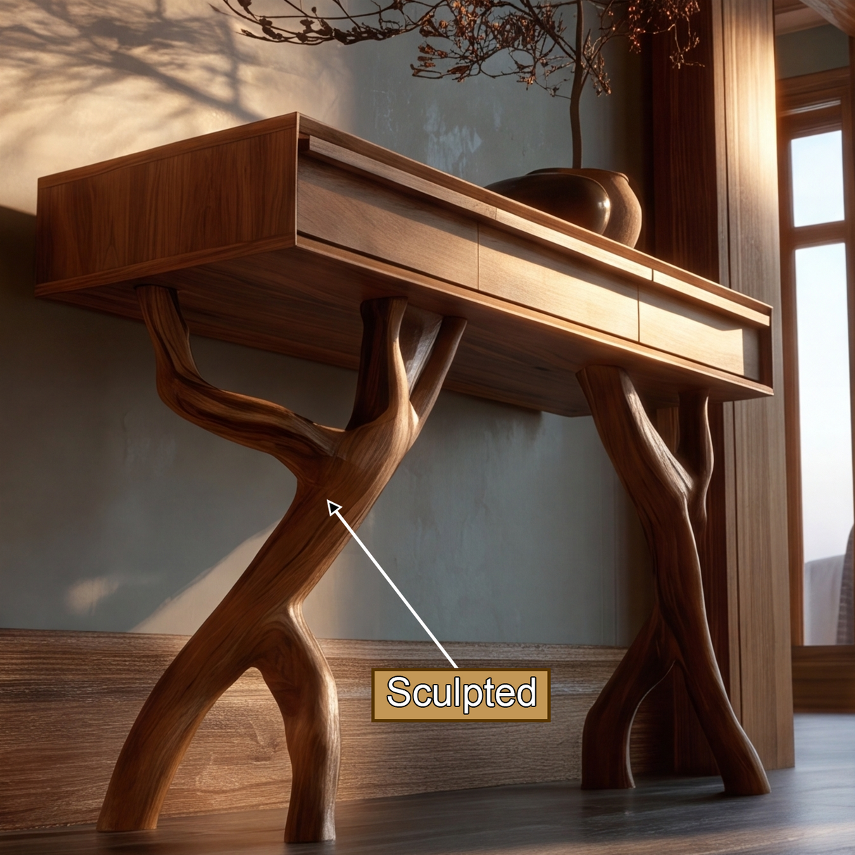 Sylvaric Sculpted Solid Wood Console Table