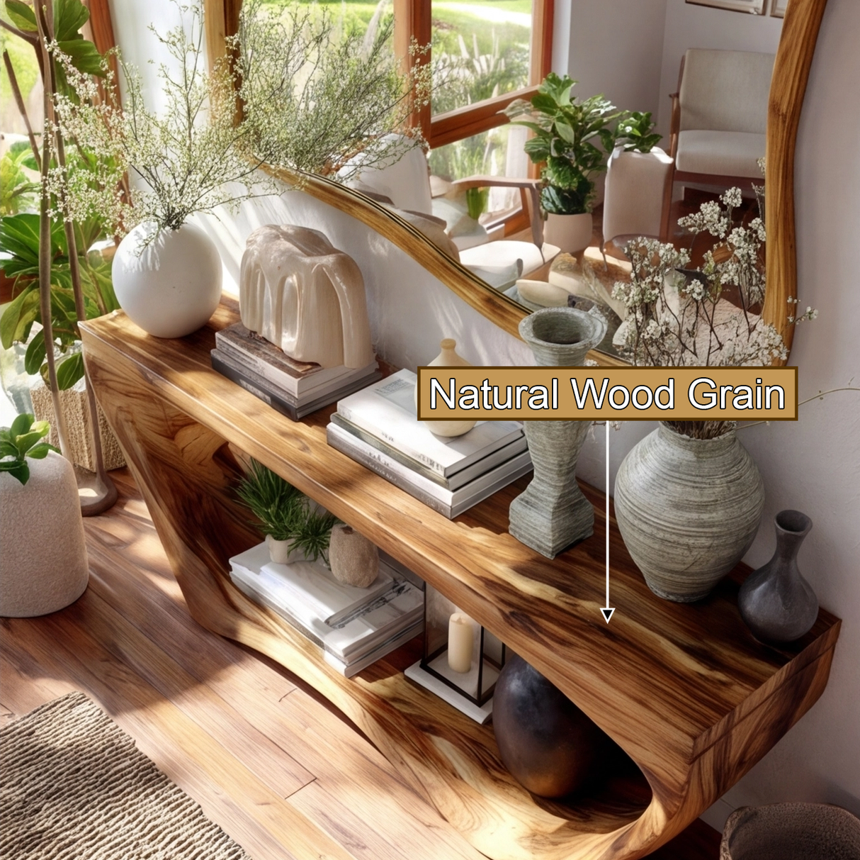 Sylvaris Curved Solid Wood Console Table - Timberustic Console Table