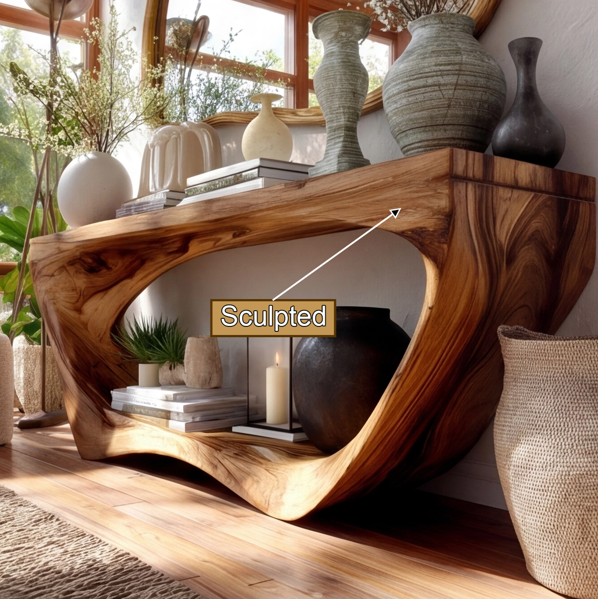 Sylvaris Curved Solid Wood Console Table - Timberustic Console Table