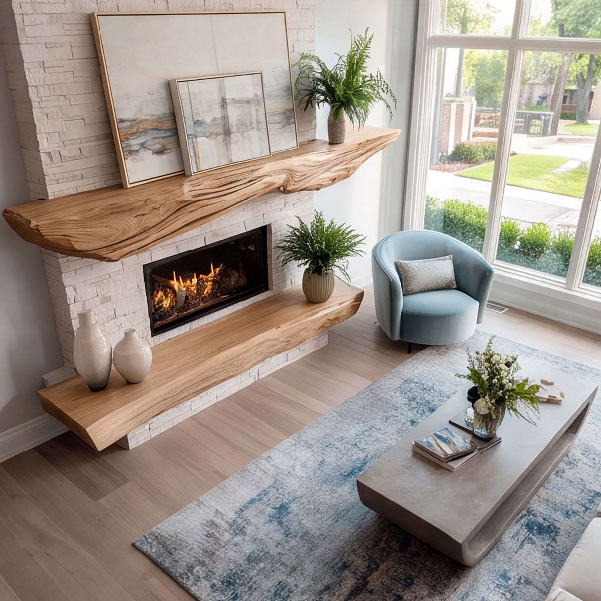 Sylvaris Live Edge Fireplace Mantel Shelf