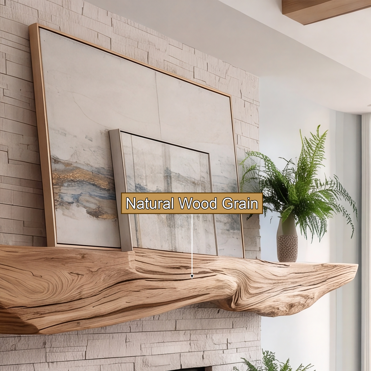 Sylvaris Live Edge Fireplace Mantel Shelf