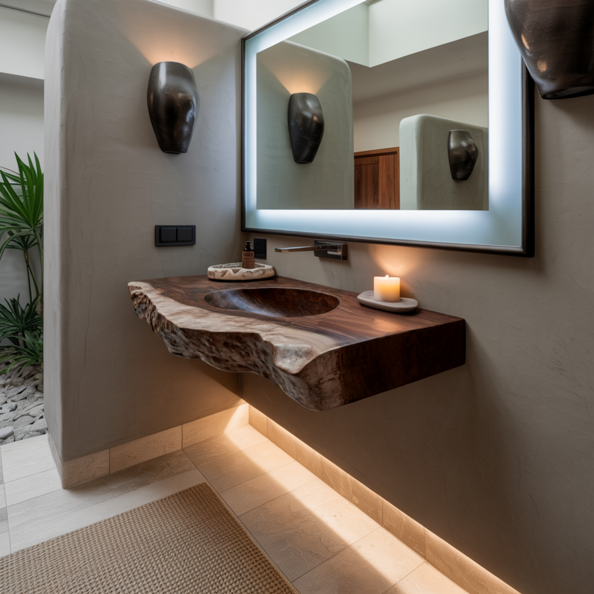 Sylvaris Live Edge Solid Wood Floating Bathroom Vanity with Integrated Sink