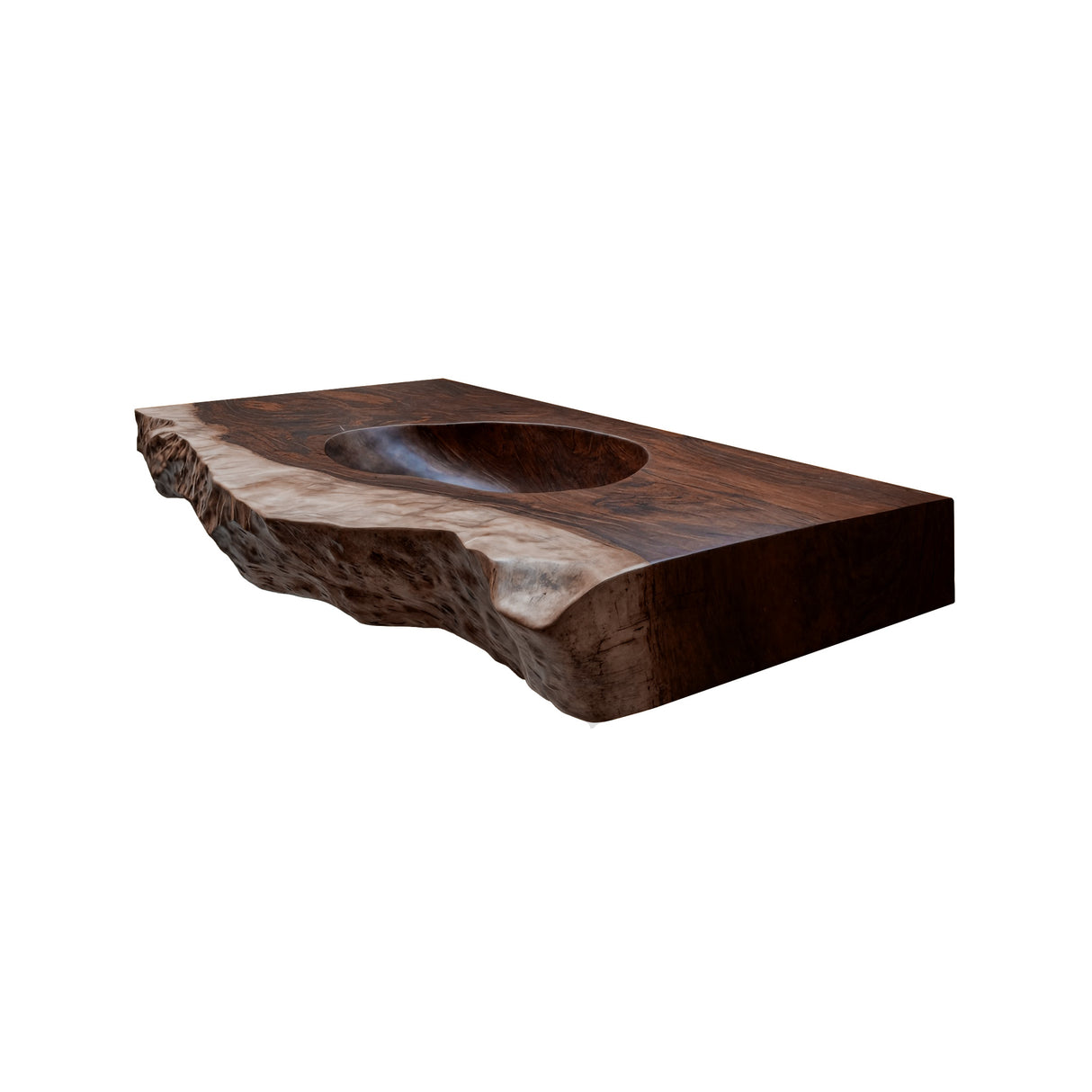 Sylvaris Live Edge Solid Wood Floating Bathroom Vanity with Integrated Sink Dark Walnut - Timberustic Floating Bathroom Vanity with Integrated Sink