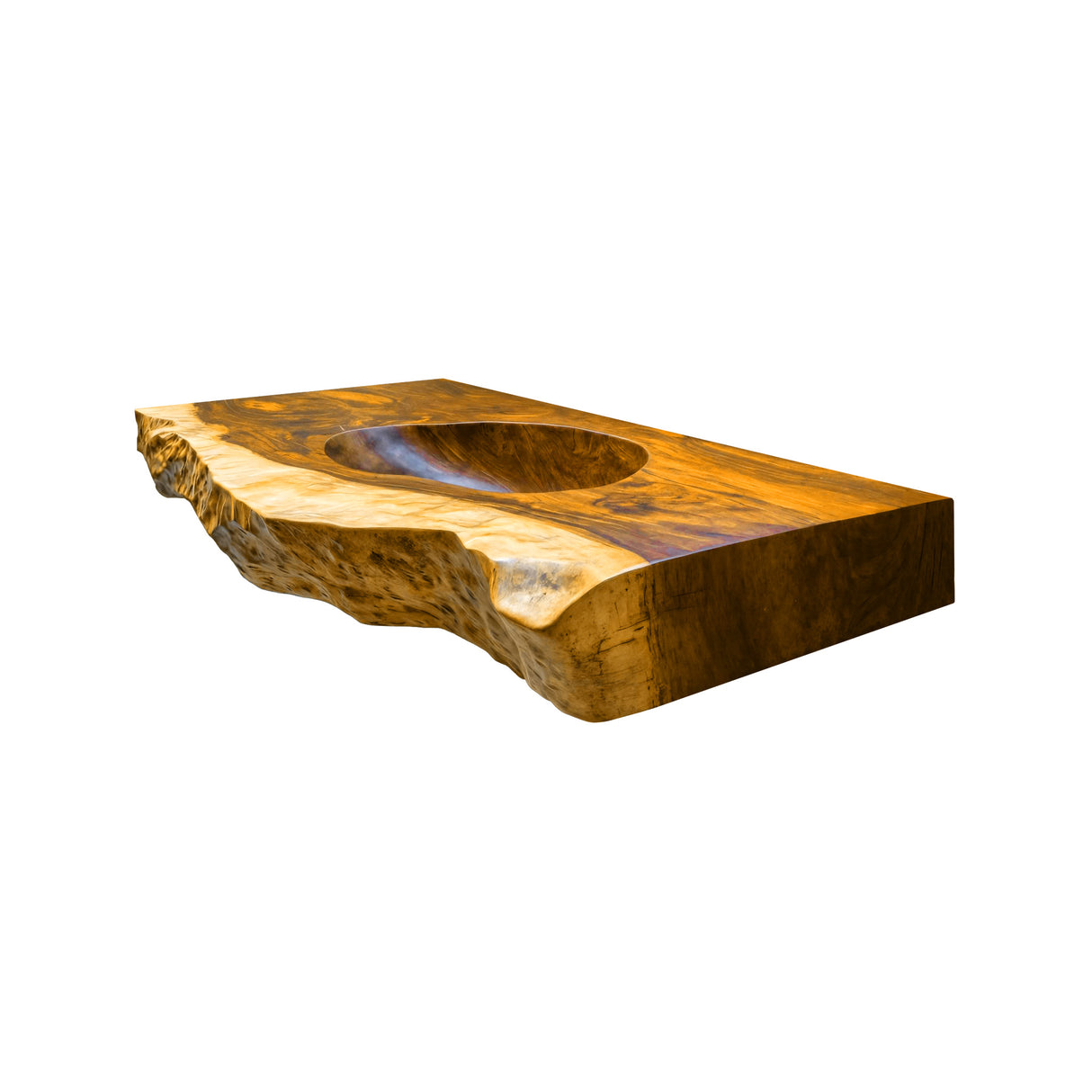 Sylvaris Live Edge Solid Wood Floating Bathroom Vanity with Integrated Sink Teak - Timberustic Floating Bathroom Vanity with Integrated Sink