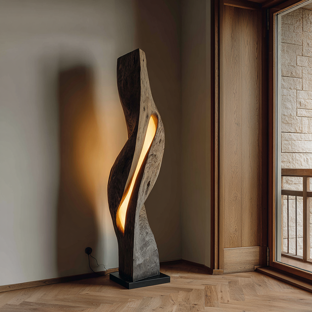 Sylvaris Sculpted Integrated LED Wood Floor Lamp - Timberustic Floor Lamp