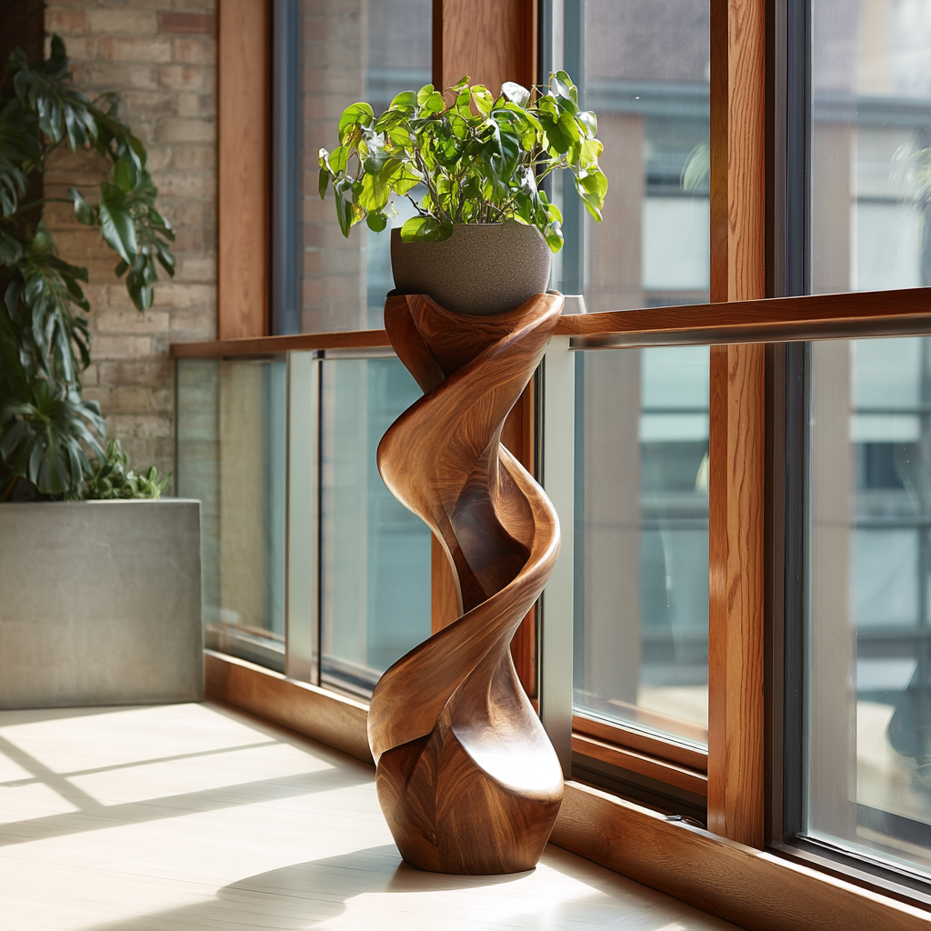 Sylvaris Sculpted Solid Wood Pedestal Stand - Timberustic Pedestal Stand