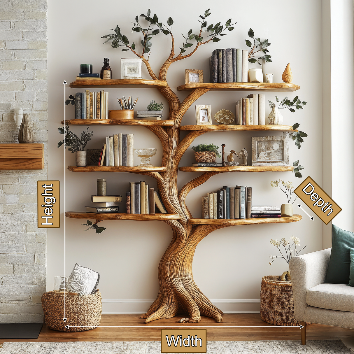 Sylvaris Sculpted Solid Wood Tree Bookshelf - Timberustic Tree Bookshelf