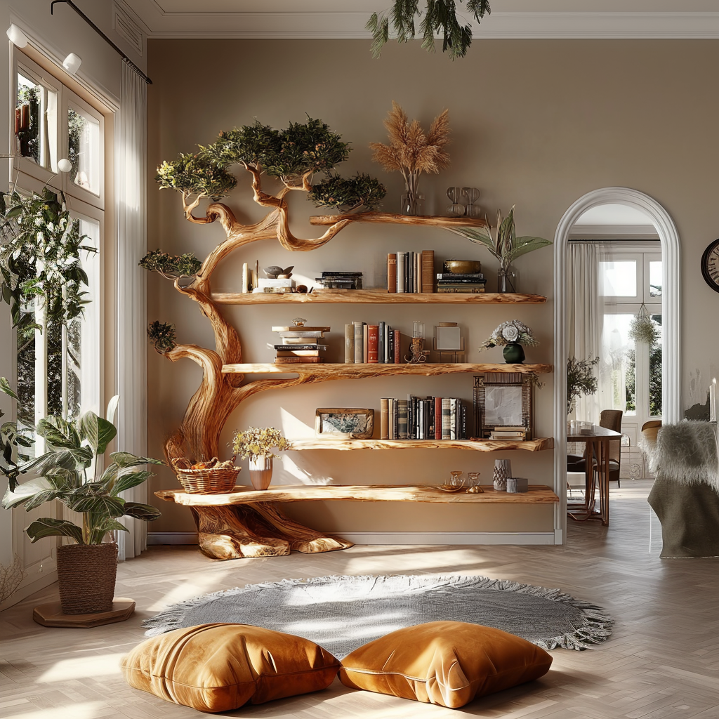 Sylvaris Sculptural Solid Wood Tree Bookshelf - Timberustic Tree Bookshelf