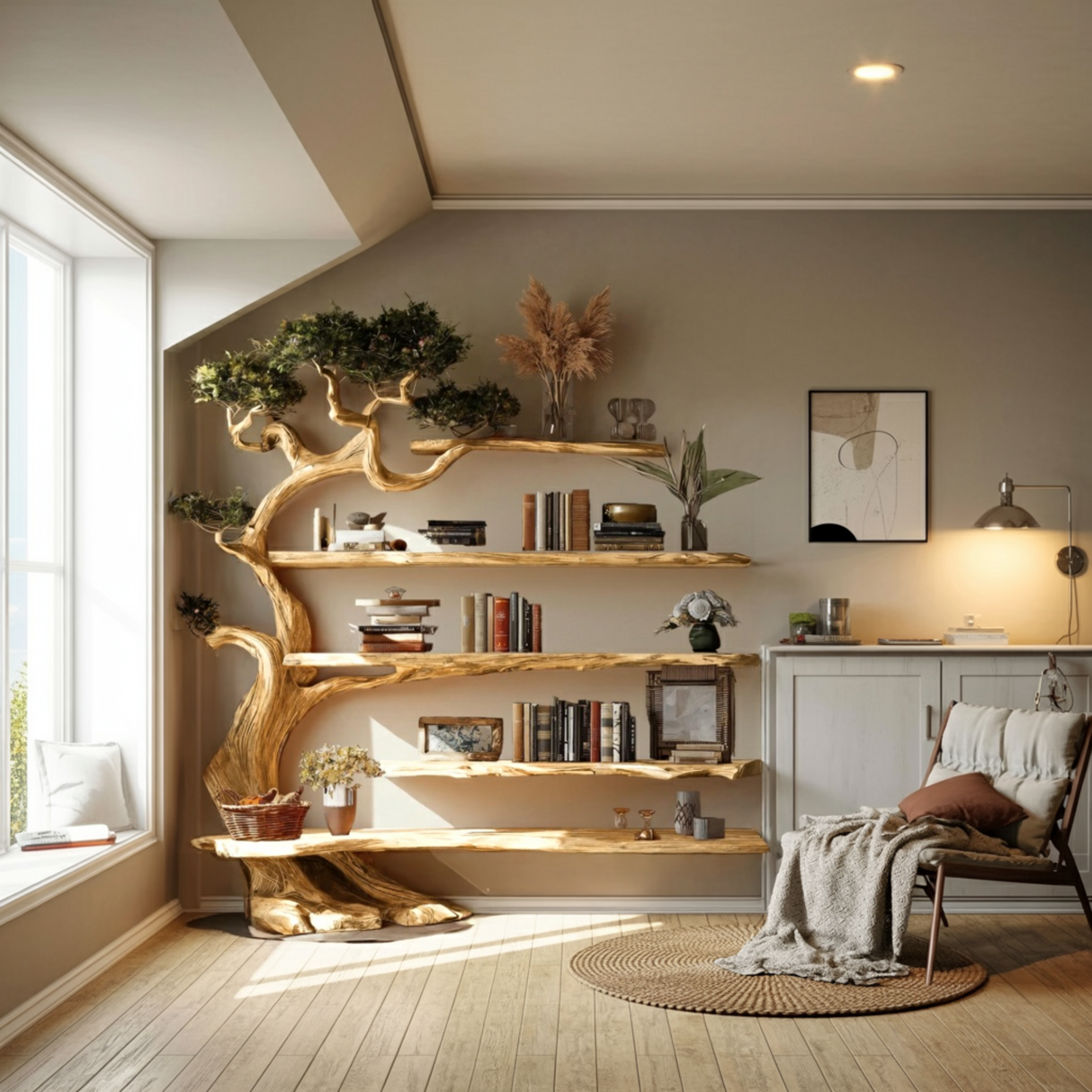 Sylvaris Sculptural Solid Wood Tree Bookshelf - Timberustic Tree Bookshelf