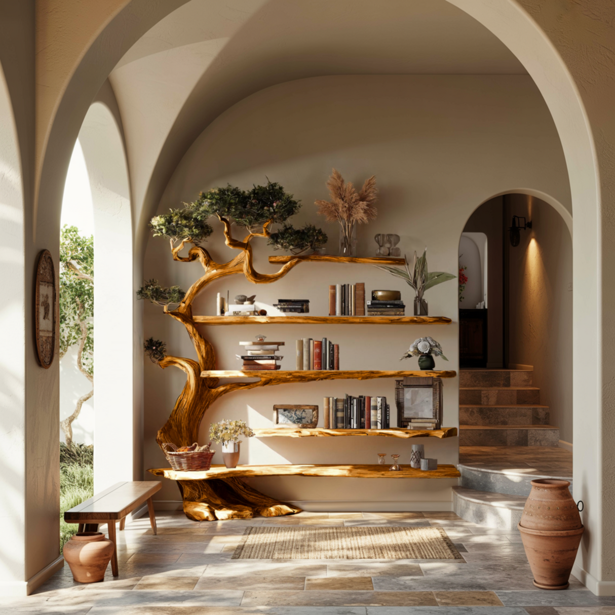 Sylvaris Sculptural Solid Wood Tree Bookshelf - Timberustic Tree Bookshelf