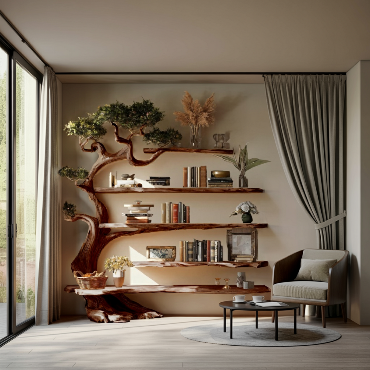 Sylvaris Sculptural Solid Wood Tree Bookshelf - Timberustic Tree Bookshelf