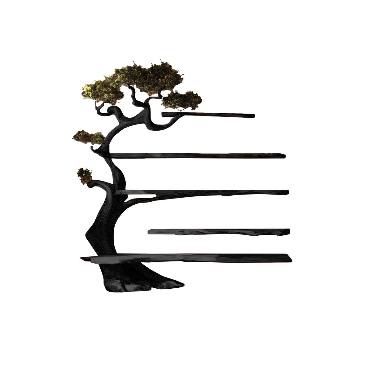 Sylvaris Sculptural Solid Wood Tree Bookshelf Black - Timberustic Tree Bookshelf