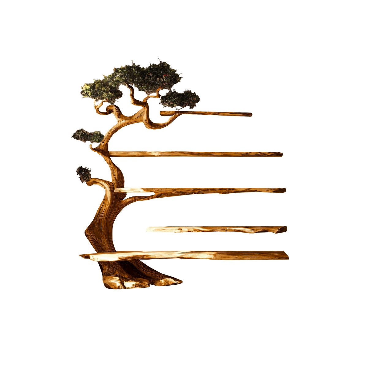 Sylvaris Sculptural Solid Wood Tree Bookshelf Brown - Timberustic Tree Bookshelf
