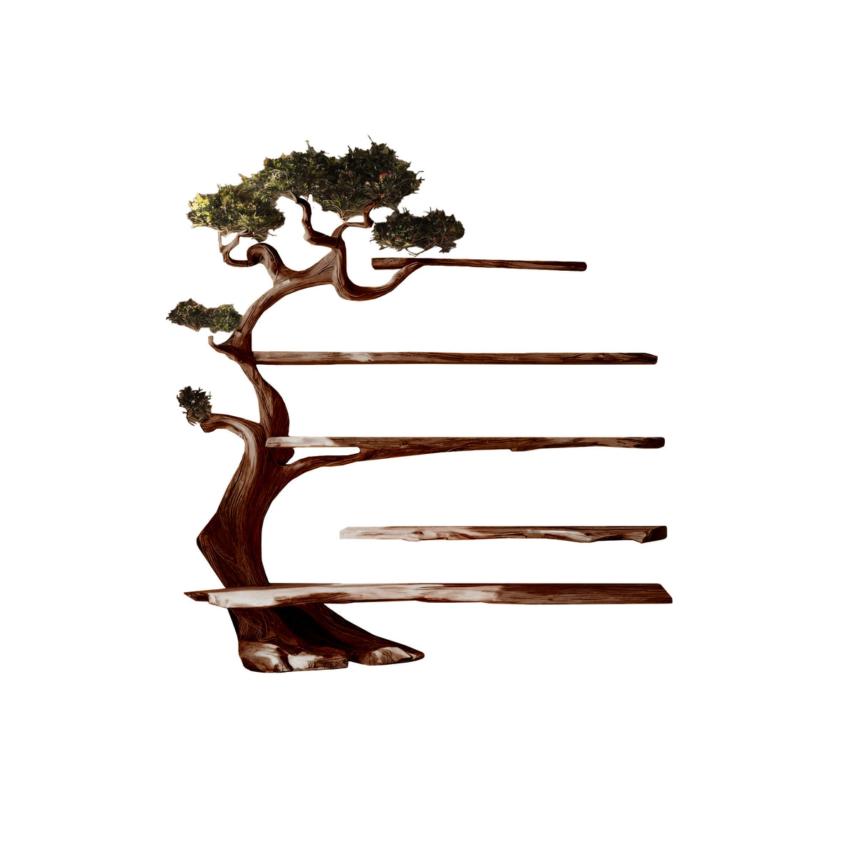 Sylvaris Sculptural Solid Wood Tree Bookshelf Dark Walnut - Timberustic Tree Bookshelf