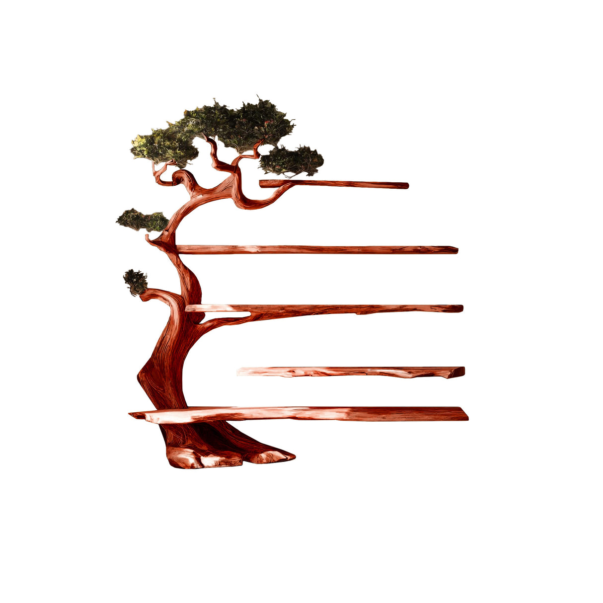 Sylvaris Sculptural Solid Wood Tree Bookshelf Mahogany - Timberustic Tree Bookshelf