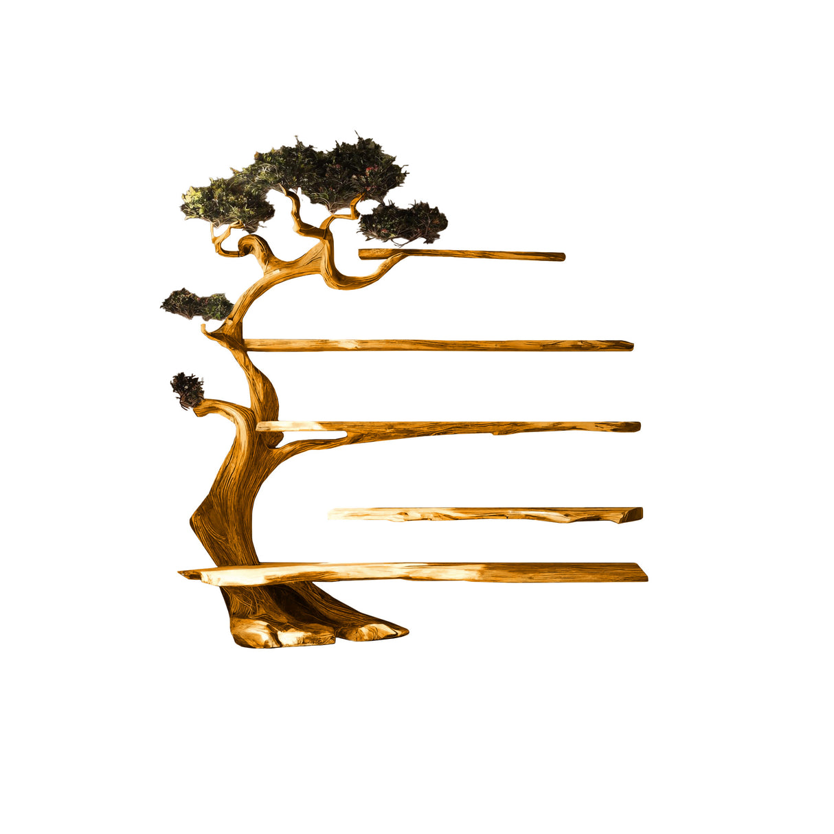 Sylvaris Sculptural Solid Wood Tree Bookshelf Teak - Timberustic Tree Bookshelf