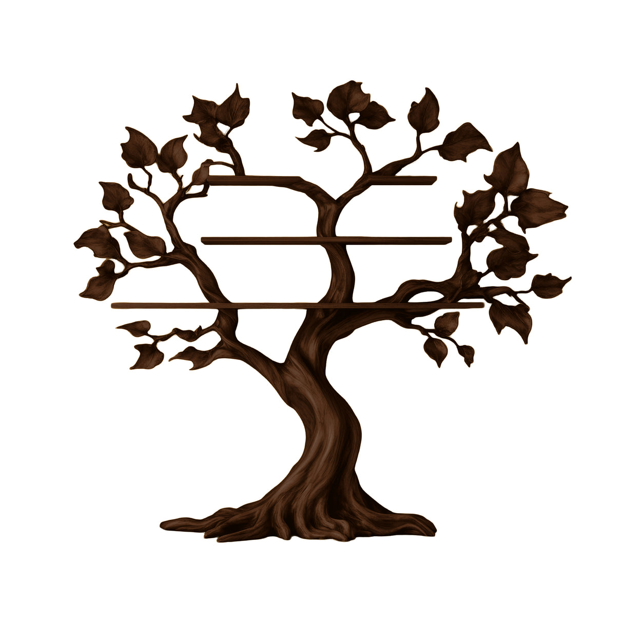 Sylvarith Sculpted Solid Wood Tree Bookshelf Dark Walnut - Timberustic Tree Bookshelf