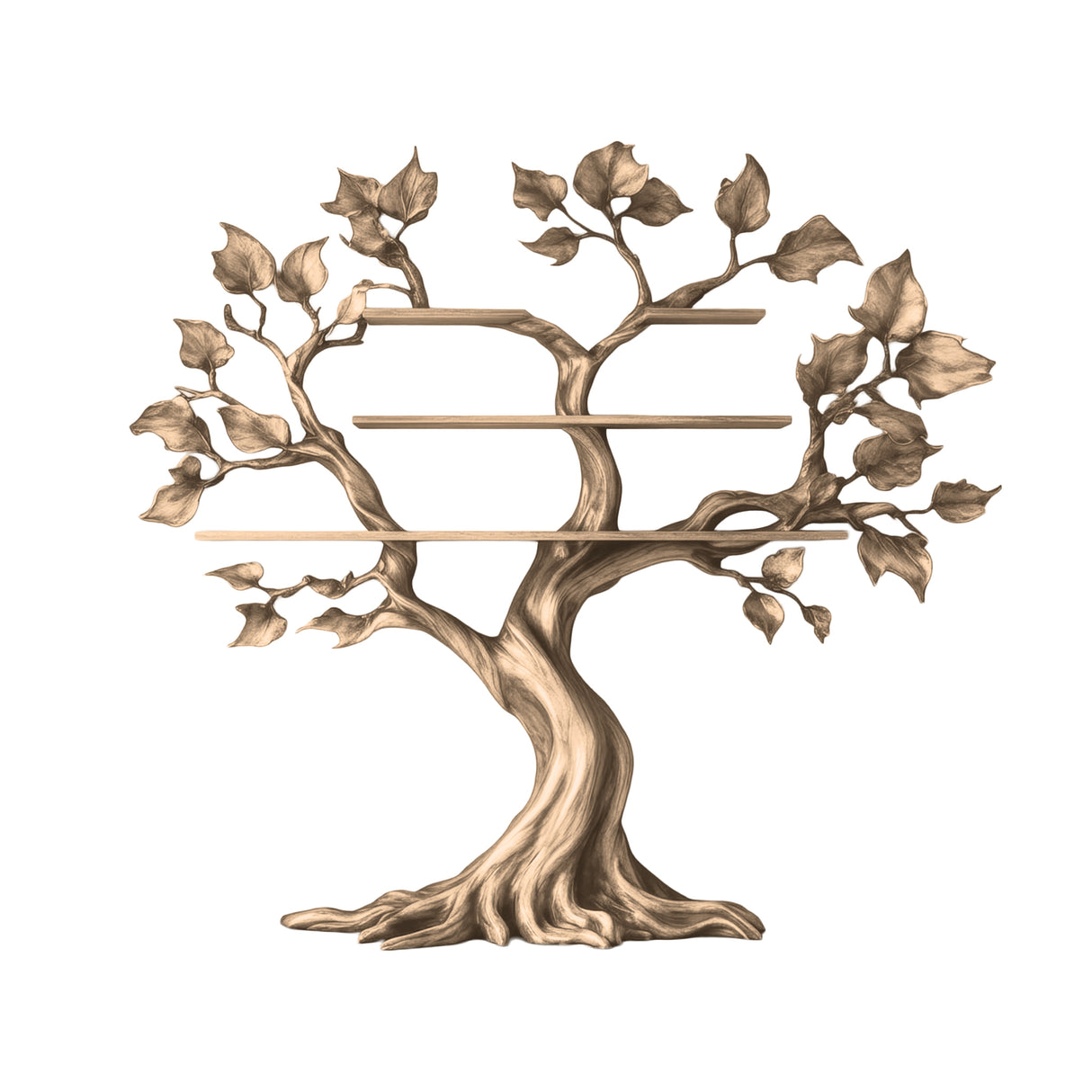 Sylvarith Sculpted Solid Wood Tree Bookshelf Natural Oak - Timberustic Tree Bookshelf
