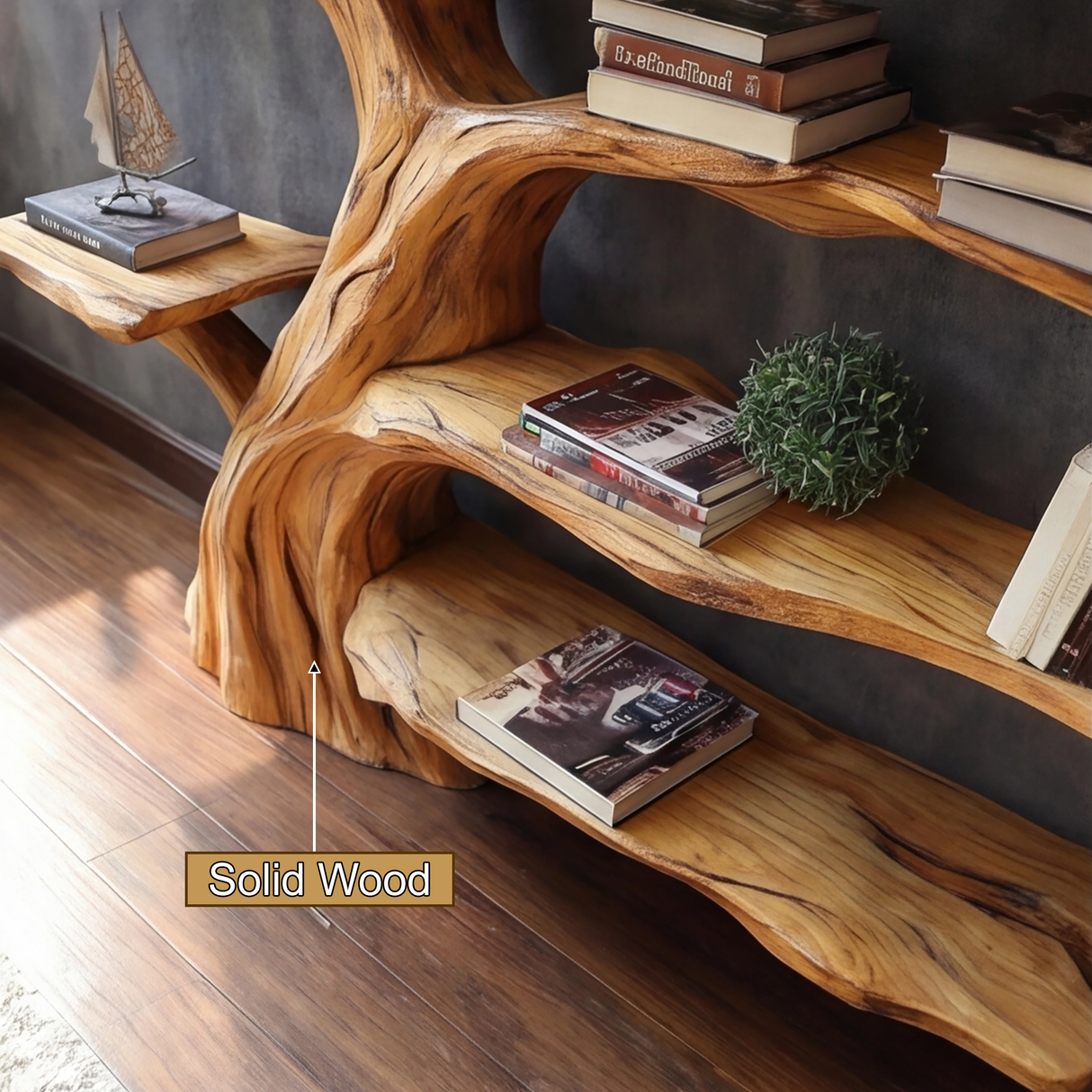 Sylvarque Sculpted Solid Wood Tree Bookshelf - Timberustic Tree Bookshelf