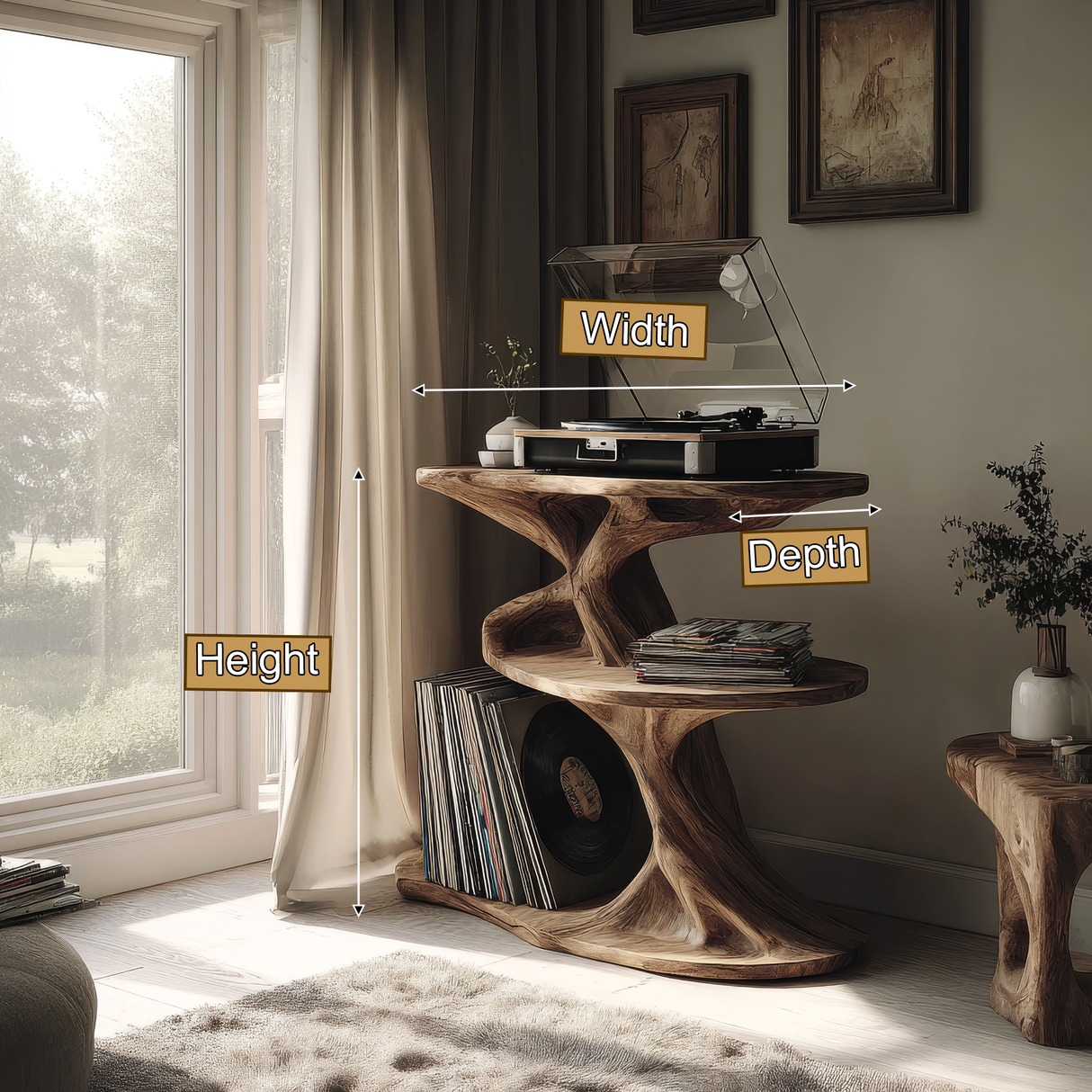 Sylvenoak Handcrafted Solid Wood Record Player Stand SPA214650