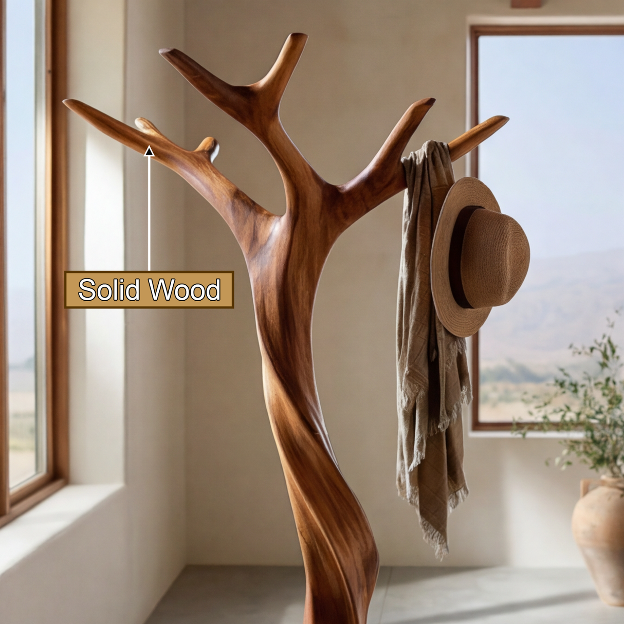 Sylvenoak Sculpted Solid Wood Tree Coat Rack - Timberustic Tree Coat Rack