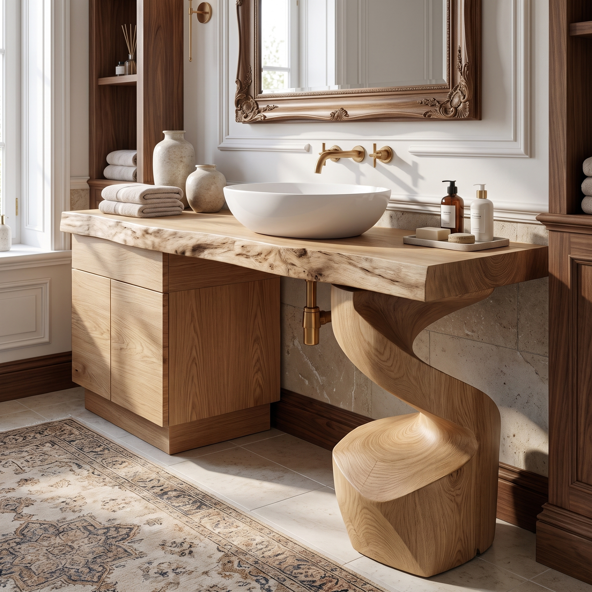 Sylvenor Handcrafted Solid Wood Freestanding Bathroom Vanity with Drawers