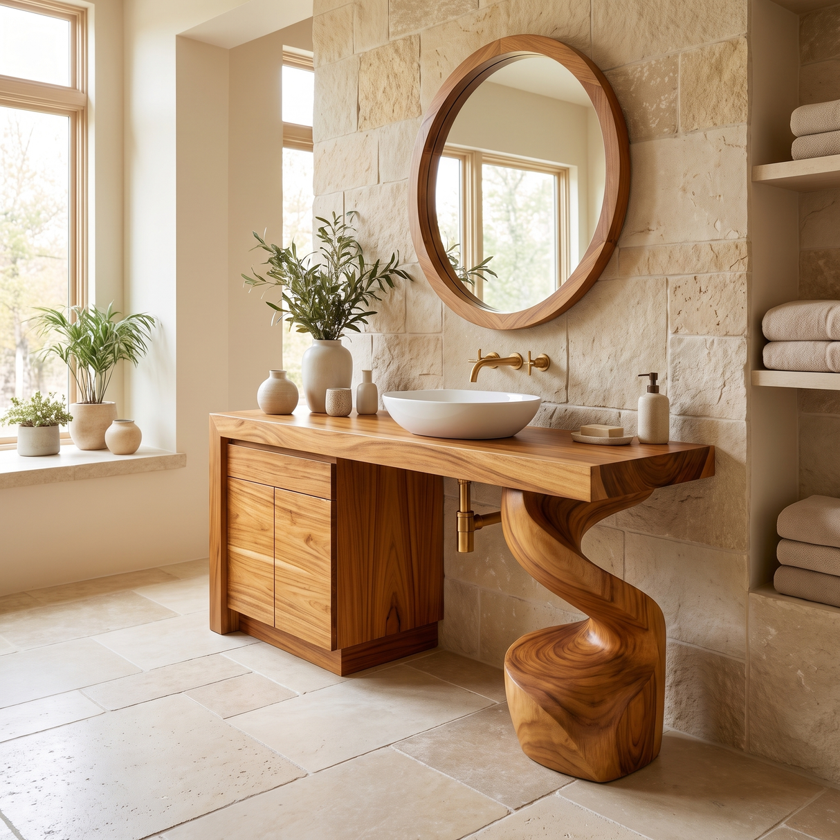 Sylvenor Handcrafted Solid Wood Freestanding Bathroom Vanity with Drawers