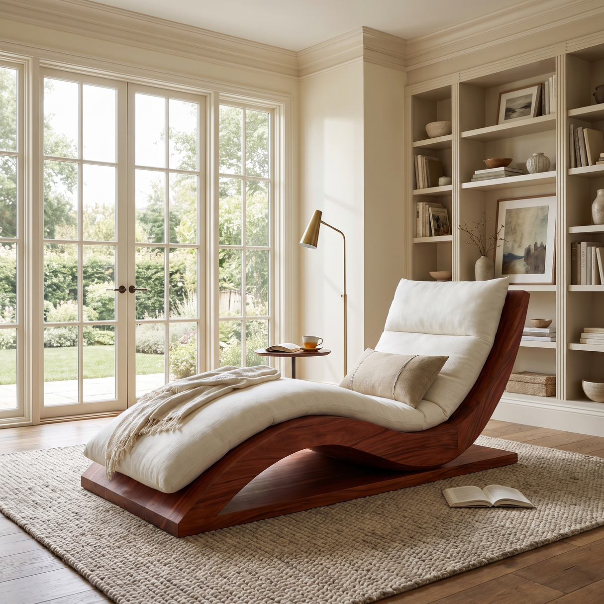 Sylvenza Handcrafted Solid Wood Chaise Lounge