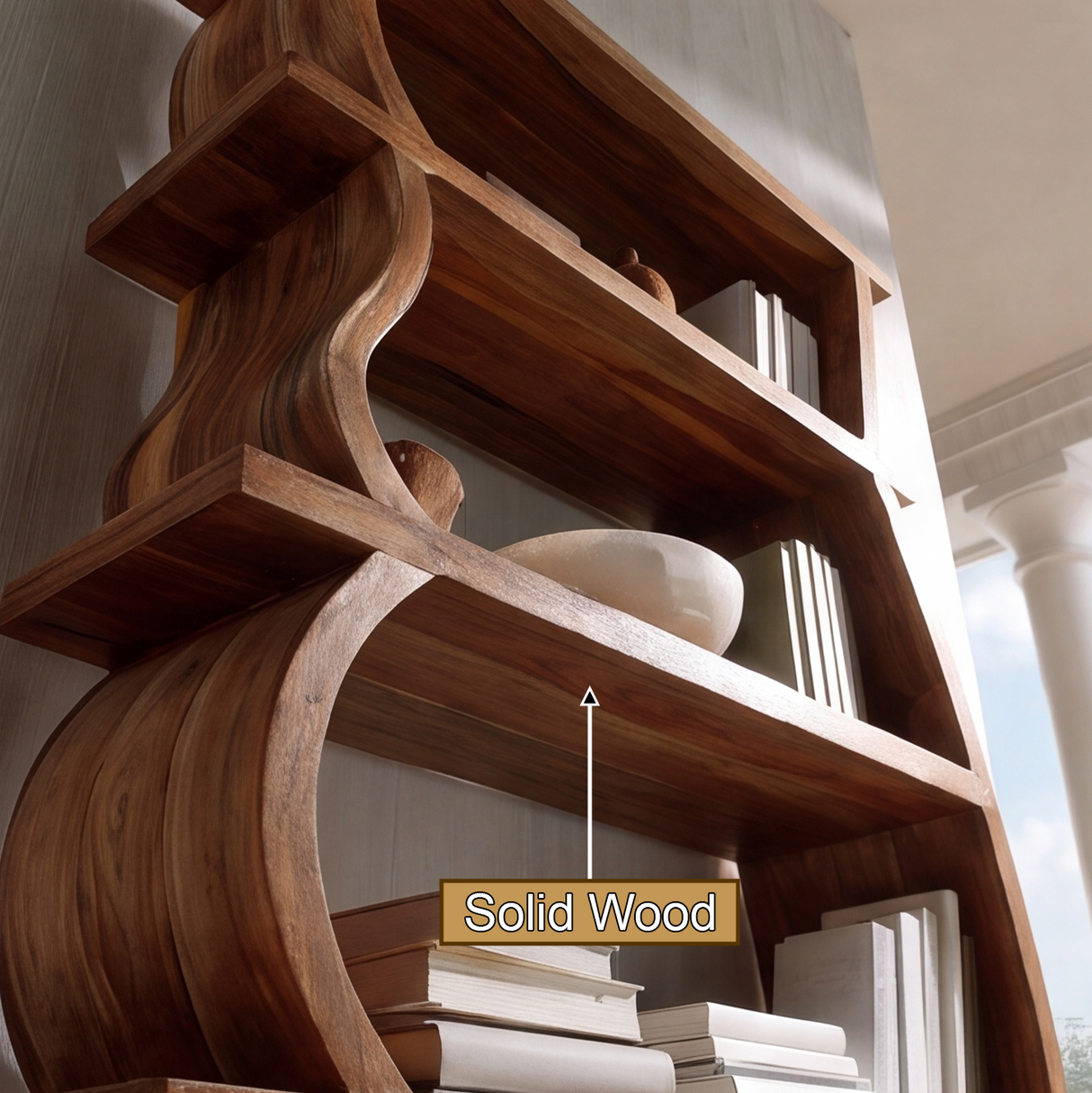 Sylvera Handcrafted Solid Wood Bookshelf