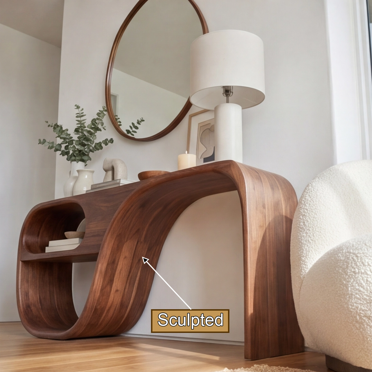 Sylvera Sculpted Solid Wood Console Table - Timberustic Console Table
